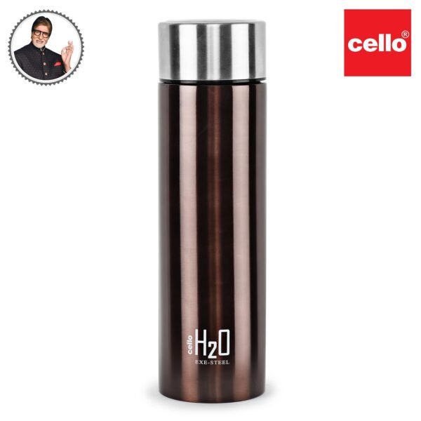 CELLO H2O Stainless Steel Water Bottle   |1 Litre | Brown, 1 Unit - Image 4