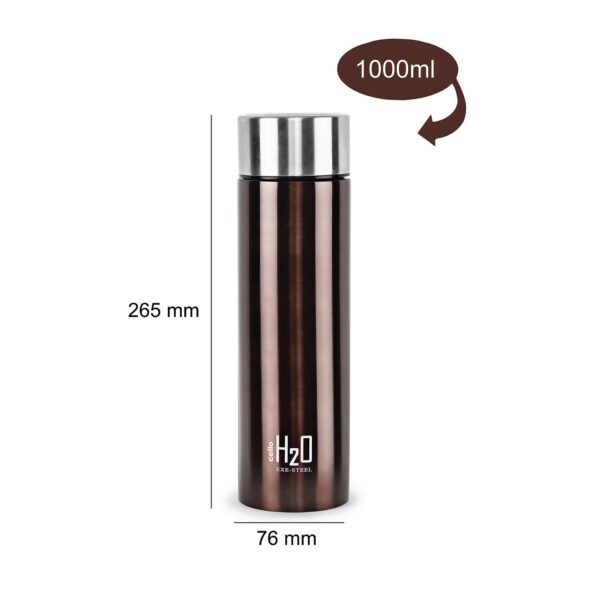 CELLO H2O Stainless Steel Water Bottle   |1 Litre | Brown, 1 Unit - Image 3