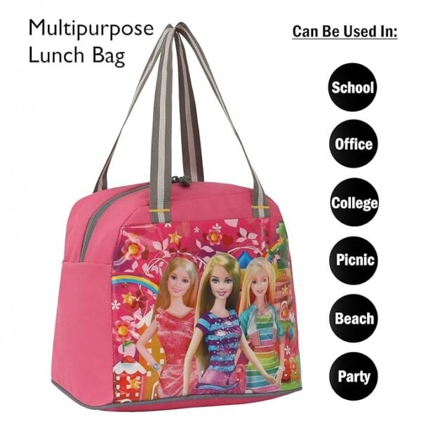 IRY Lunch Tiffin Bag for School Office Picnic Waterproof Lunch Bag Waterproof Lunch Bag (Pink Barbie) - Image 2