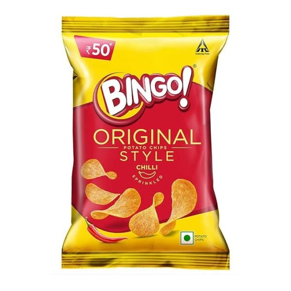 Bingo! Original Style Chilli Sprinkled & Salt Spinkled - Flat Cut Spicy Potato Chips Pack for Snacks – 21 g - Image 2