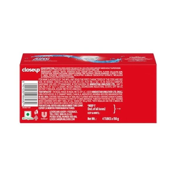 Close Up Closeup Everfresh+ Anti Germ Toothpaste|Triple Fresh Formula 600G|| (150G X 4) - Image 2