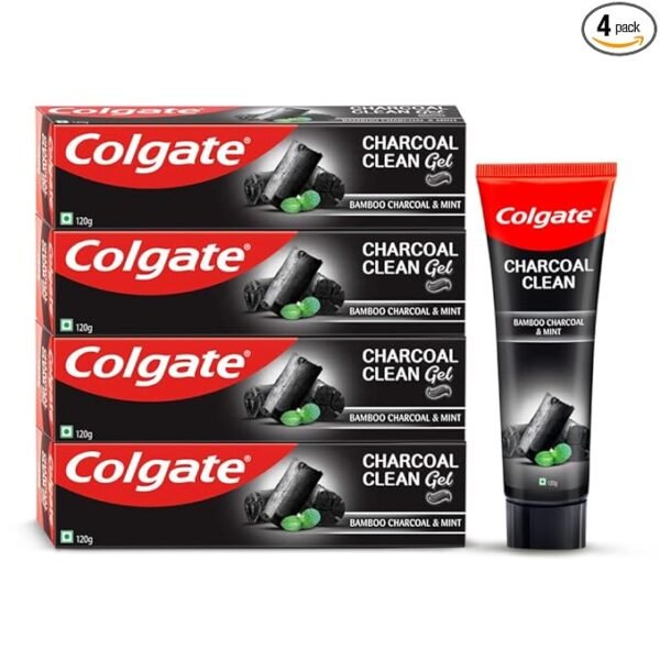 Colgate Charcoal Clean Black Gel Toothpaste, Combo Pack of 480g (120g x4)