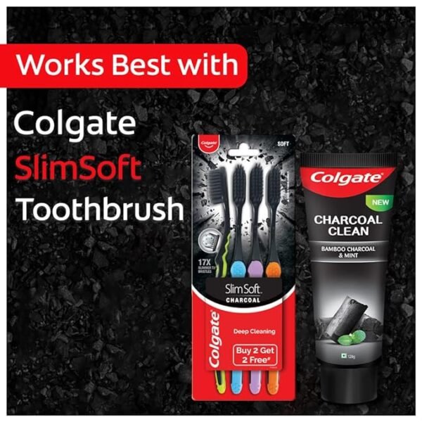 Colgate Charcoal Clean Black Gel Toothpaste, Combo Pack of 480g (120g x4) - Image 5