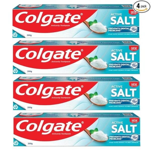 Colgate Active Salt Toothpaste, Daily Germ Protection, Pack Of 800G (200G X 4)