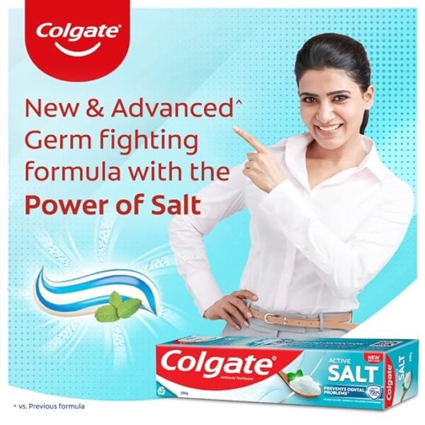 Colgate Active Salt Toothpaste, Daily Germ Protection, Pack Of 800G (200G X 4) - Image 2