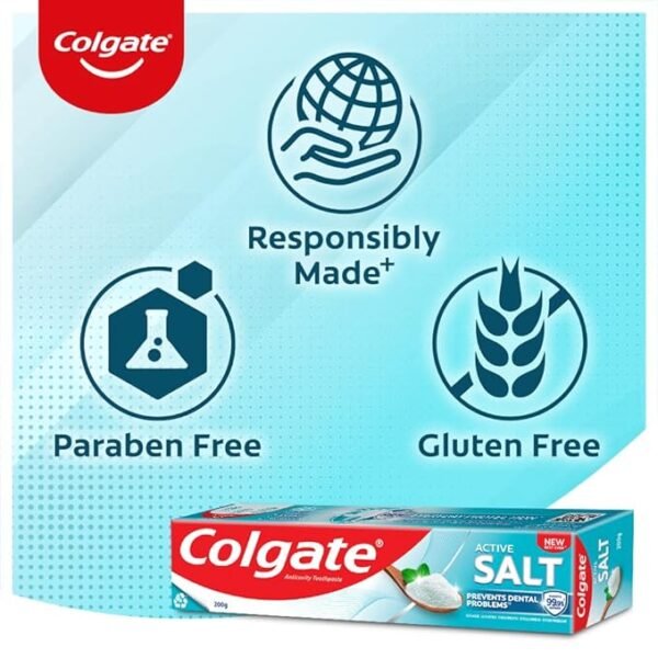 Colgate Active Salt Toothpaste, Daily Germ Protection, Pack Of 800G (200G X 4) - Image 5