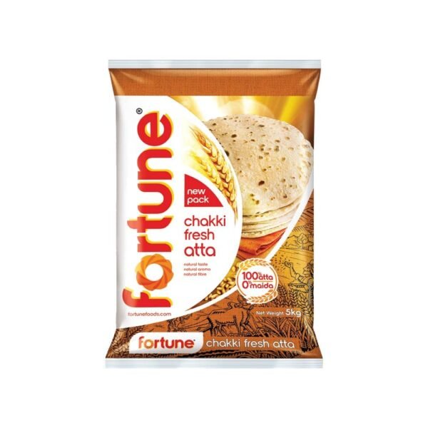 Fortune Chakki Fresh Atta, 5 kg, 100% Atta 0% Maida