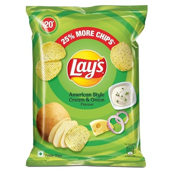 Lays Potato Chips 50g/52g, American Style Cream & Onion Flavour, Crunchy Chips