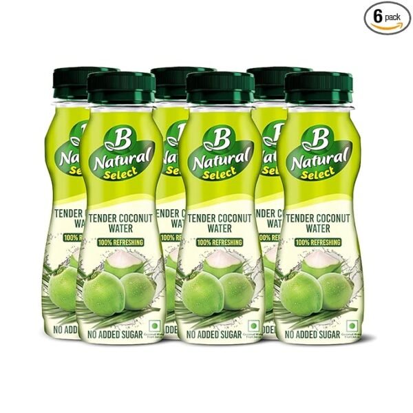 B Natural Select Tender Coconut Water, 200mlx6, No Added Sugar,  No Artificial Flavour, Helps in Hydration