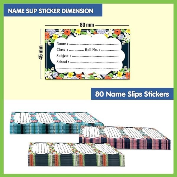 CLICKEDIN (Pack of 80pcs) School Copy Notebook Name Stickers Attractive Medium Size Three Different Design - Image 4