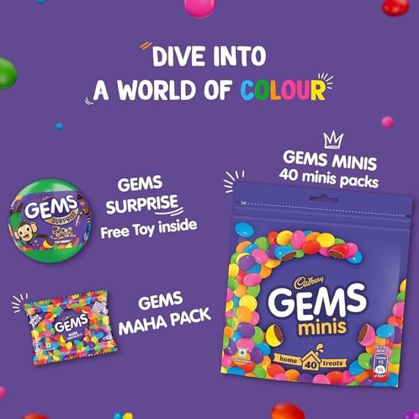 Cadbury Gems Chocolate Home Treats Pack, 142.2g/126.4g (Grammage may vary) - Image 4