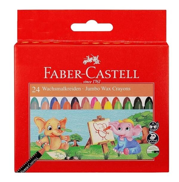 Faber-Castell Jumbo Wax Crayons-24 Shades|Multicolor