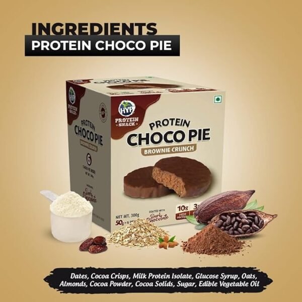 HYP- Protein Choco Pie, Brownie Crunch (6x50 g) | 10 g Protein per Pie | High Protein, High Protein Snacks - Image 4