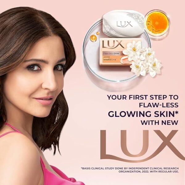 Lux Flaw-less Glow Bathing Soap infused with Vitamin C & E | For Superior Glow | 150g x 3 - Image 4