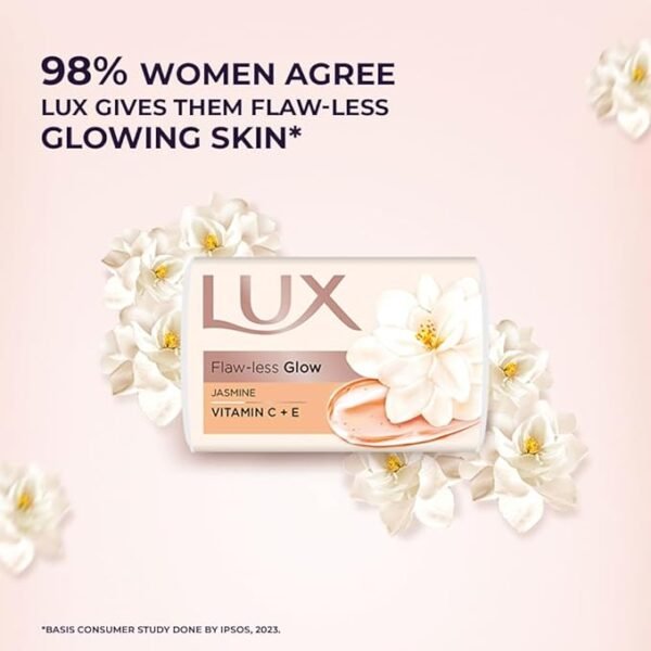 Lux Flaw-less Glow Bathing Soap infused with Vitamin C & E | For Superior Glow | 150g x 3 - Image 3