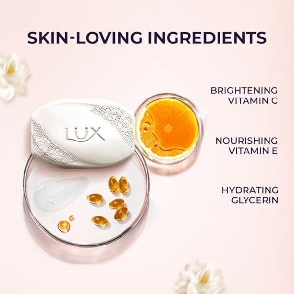 Lux Flaw-less Glow Bathing Soap infused with Vitamin C & E | For Superior Glow | 150g x 3 - Image 2