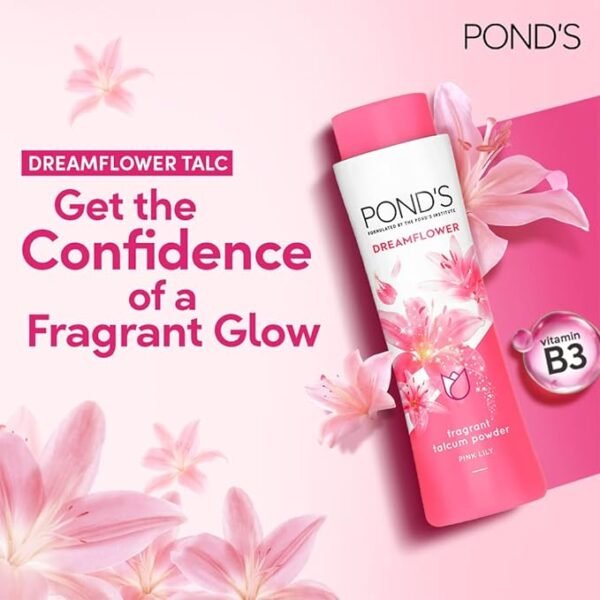 Ponds Dreamflower, Pink Lily Fragrant Talcum Powder, 400g, for Long-lasting Fragrance,For Men & Women - Image 2