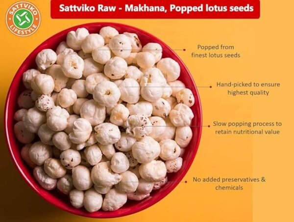 Sattviko Makhana, Phool Makhana, Makana, Foxnuts, Makhane, Vegan, Gluten Free, Non-GMO, Food yoga (400 gm - Pack of 1) - Image 4