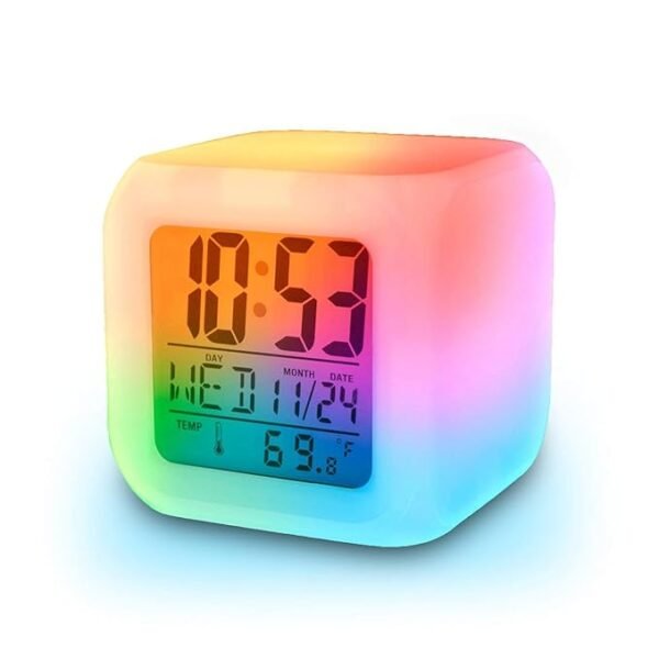 ShopCentre Plastic Changing Multicolour Clock | Digital Temperature/Day/Month/Date/Time/Alarm (Digital 1)