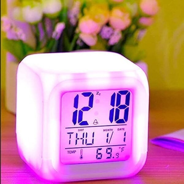 ShopCentre Plastic Changing Multicolour Clock | Digital Temperature/Day/Month/Date/Time/Alarm (Digital 1) - Image 4