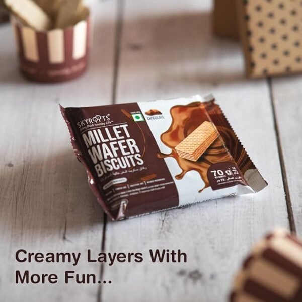 Skyroots Millet Wafer Biscuit, Crispy and Crunchy, Anytime munching (Chocolate) - Image 3