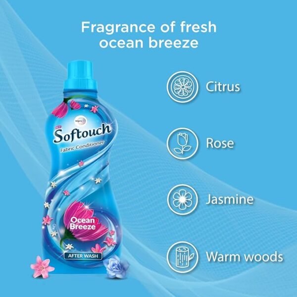 Softouch Ocean Breeze Fabric Conditioner | After Wash Liquid Fabric Softener Jasmine, Citrus & Rose Fragrance|210m