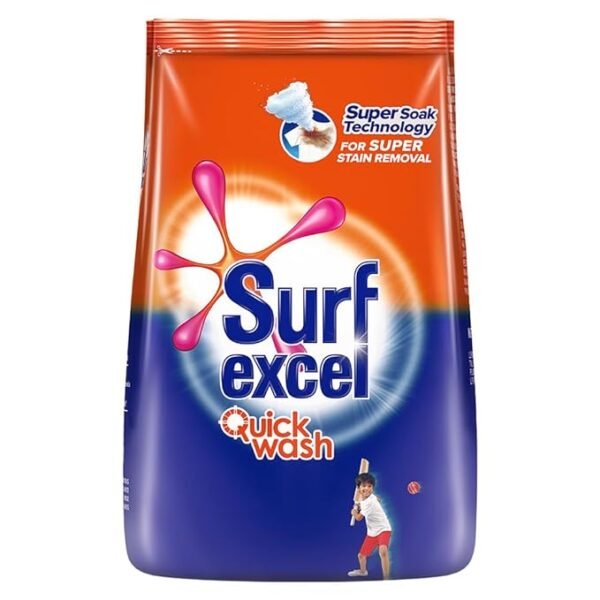 Surf Excel Quick Wash Detergent Powder 1 Kg, Washing Powder With Lemon & Bleach To Remove Tough Stains On Clothes