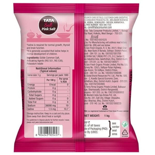 Tata Salt Pink Salt, 1kg, Rock Salt for Everyday Cooking, Iodized Rock Salt - Image 6