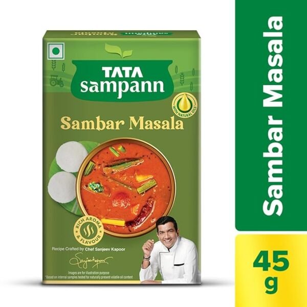 Tata Sampann Sambar Masala Powder, సాంబార్ మసాలా పౌడర్,with Natural Oils, 45g,With Rich Aroma & Flavour - Image 6