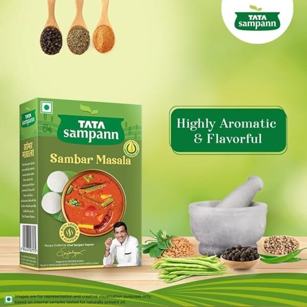 Tata Sampann Sambar Masala Powder, సాంబార్ మసాలా పౌడర్,with Natural Oils, 45g,With Rich Aroma & Flavour - Image 5