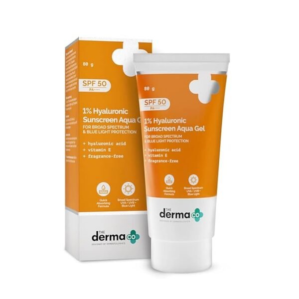 The Derma Co 1% Hyaluronic Sunscreen SPF 50 Aqua Gel, PA++++, Lightweigh- 80g