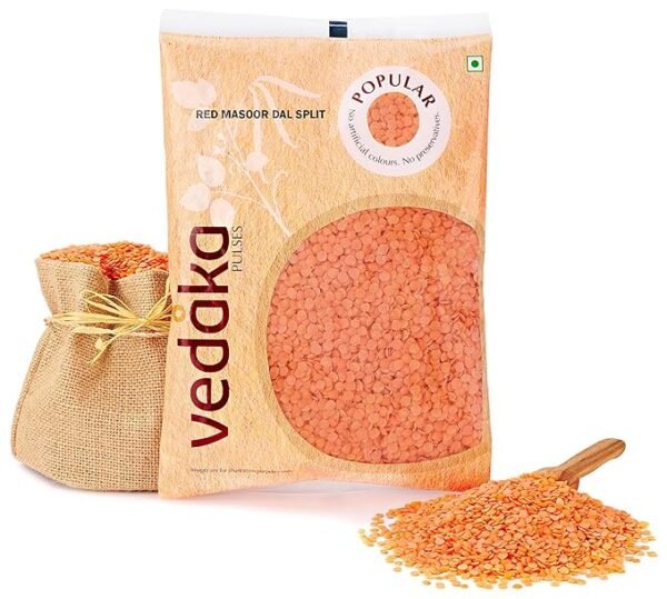 Vedaka Popular Red Masoor Dal Split | Rich in Protein| kandhi pappu, kandi pappu (కంది పప్పు)- 1 kg