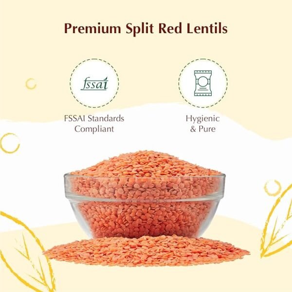 Vedaka Popular Red Masoor Dal Split | Rich in Protein| kandhi pappu, kandi pappu (కంది పప్పు)- 1 kg - Image 4