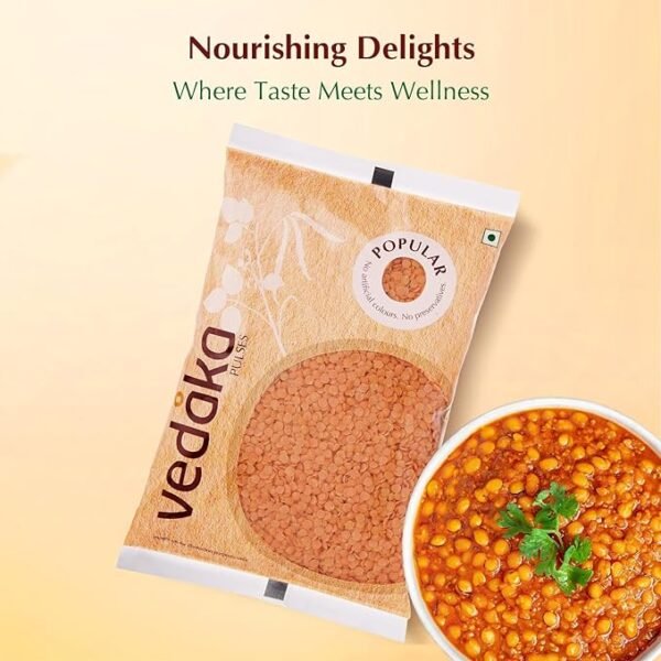 Vedaka Popular Red Masoor Dal Split | Rich in Protein| kandhi pappu, kandi pappu (కంది పప్పు)- 1 kg - Image 3