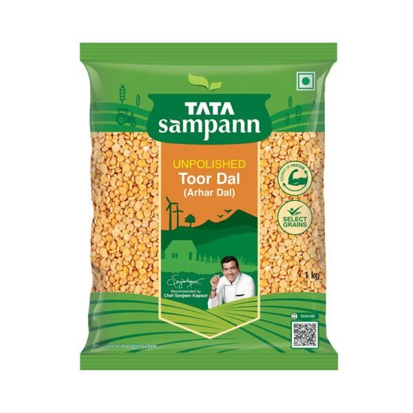 Tata Sampann Unpolished Toor Dal/Arhar Dal, పాలిష్ చేయని కందిపప్పు-1 Kg (కిలో)