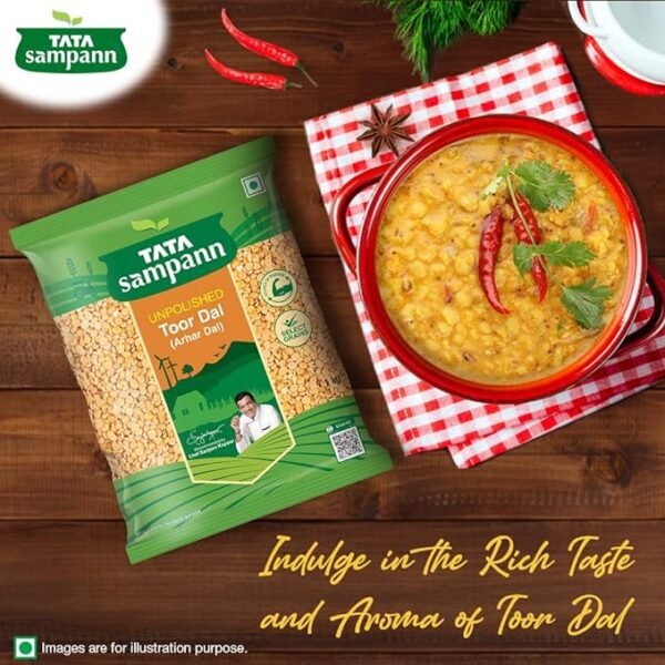 Tata Sampann Unpolished Toor Dal/Arhar Dal, పాలిష్ చేయని కందిపప్పు-1 Kg (కిలో) - Image 4