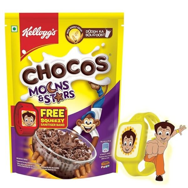 Kellogg's Chocos Moons & Stars with Free Squeezy Sanitiser Band for Kids | Whole Grain - 23 g - Image 3