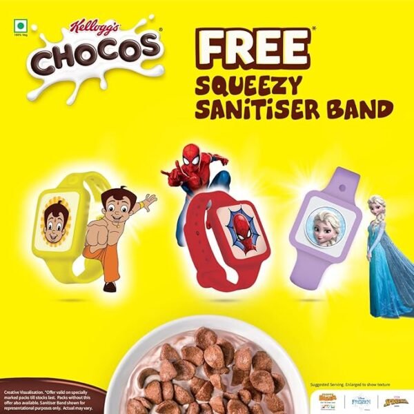 Kellogg's Chocos Moons & Stars with Free Squeezy Sanitiser Band for Kids | Whole Grain - 23 g - Image 2