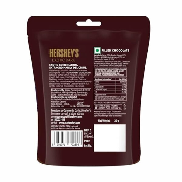 HERSHEY'S Exotic Dark Californian Almonds Sprinkled with BlackBerry Flavor 30grams - Image 6