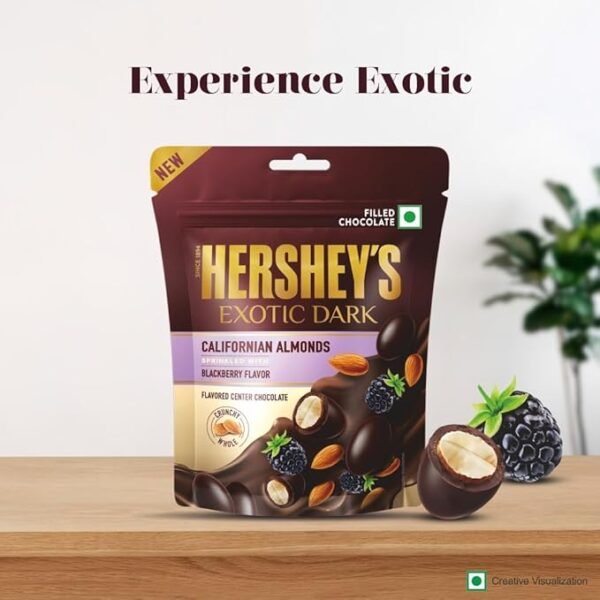 HERSHEY'S Exotic Dark Californian Almonds Sprinkled with BlackBerry Flavor 30grams - Image 3