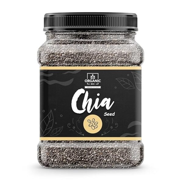 Organic Box Chia Seeds - 250gm (Jar) - Healthy food for eating diet snacks for weight loss.