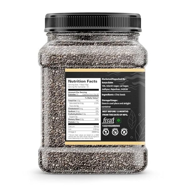 Organic Box Chia Seeds - 250gm (Jar) - Healthy food for eating diet snacks for weight loss. - Image 3