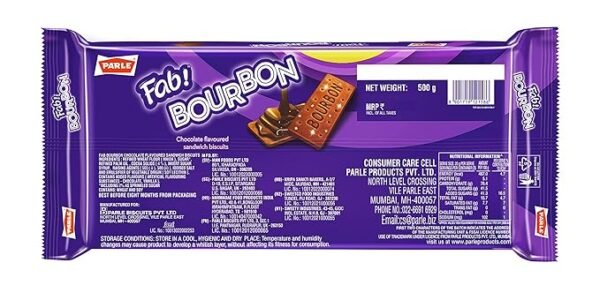 Parle Fab Bourbon 500 Gm, Multicolor, Chocolate - Image 3