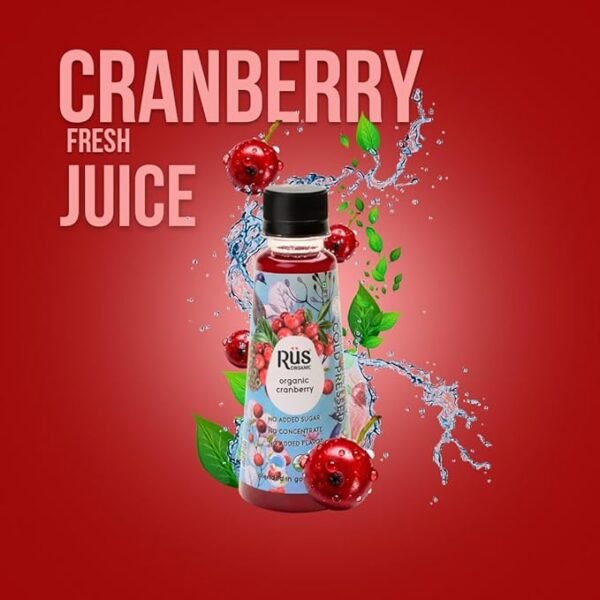 Rus Organic Pure Cranberry Juice - Pack Of (8 X 200 Ml) Bottle - Cold Pressed Juice - Natural Antioxidants - Image 5