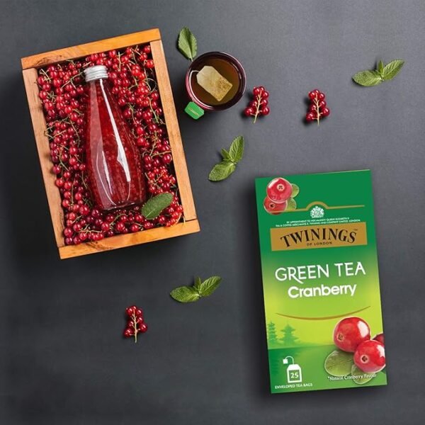 Twinings Green Tea Cranberry, 25 Teabags, Green Tea, Zingy Sharpness of Cranberry with Golden Green Tea - Image 4